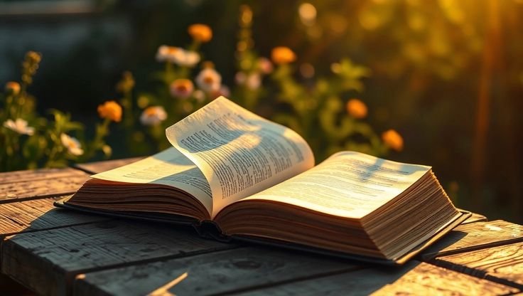 Una biblia en un jardin para la Lectura de Devocionales Cristianos Diarios