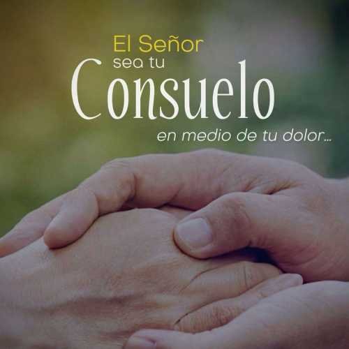 Frase de Consuelo e imagen de manos tomadas